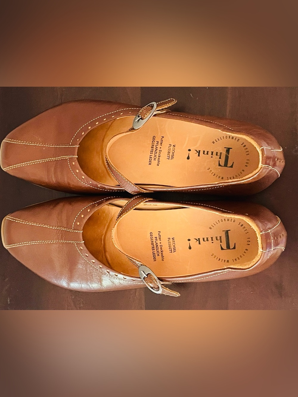 Think! Brown Leather Mary Jane Flats EU 44 US 13 Artisan Comfort Shoes- EUC - Picture 5 of 15